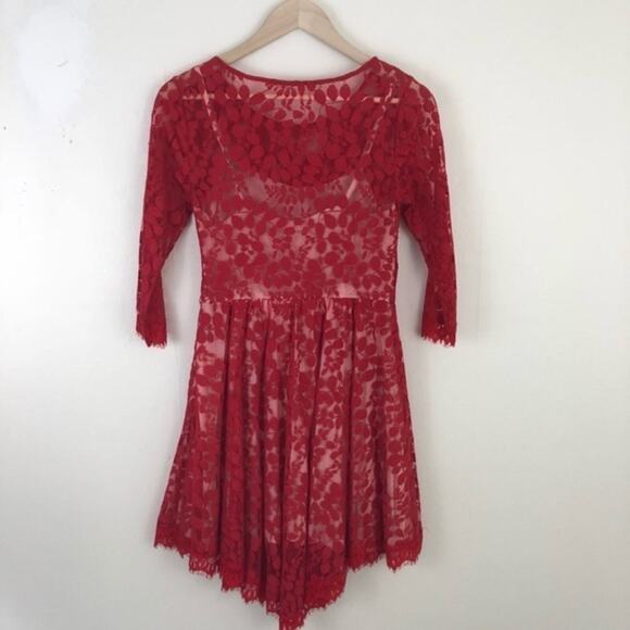 Free People Red Lace Dress - Picture 3 of 8